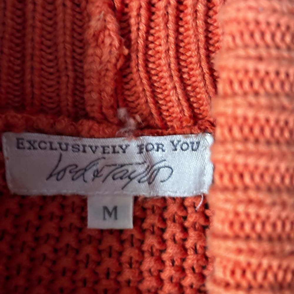 Vintage Lord & Taylor | Orange Cable Knit Turtleneck | M - Picture 7 of 8